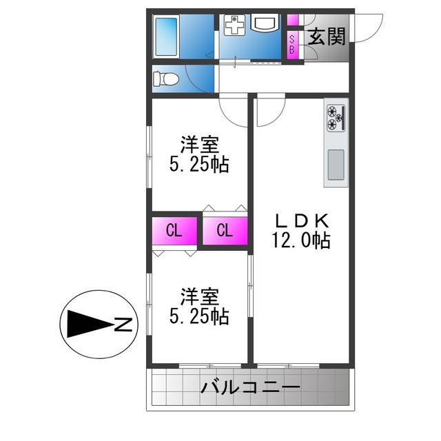 マノアクレール(2LDK/3階)の間取り写真