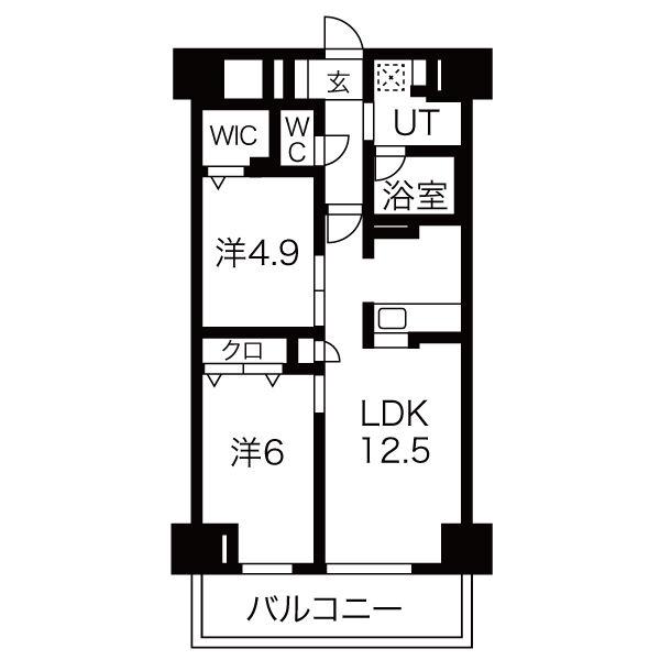 クランリベレ明石(2LDK/8階)の間取り写真