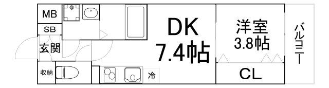 CITY PAL CREST TANIMACH(1DK/11階)の間取り写真