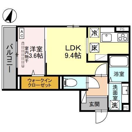 D-ROOM本馬越(1LDK/1階)の間取り写真