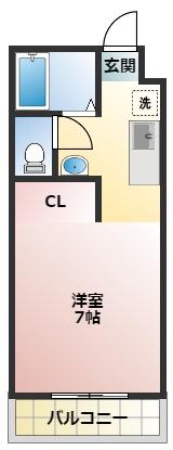 西浦コーポ(1K/2階)の間取り写真