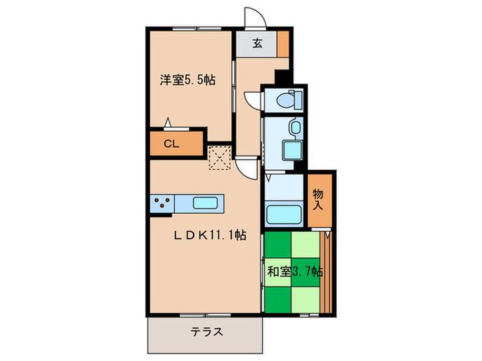 ザウバーヴィントIII(2LDK/1階)の間取り写真