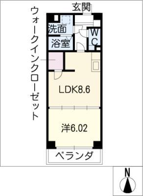S-FORT津新町(1LDK/4階)の間取り写真