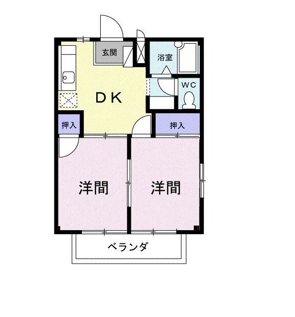 ハイム武蔵野A(2DK/1階)の間取り写真