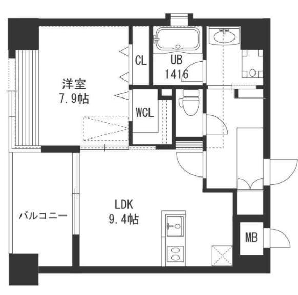 CRAFT福島野田(1LDK/4階)の間取り写真