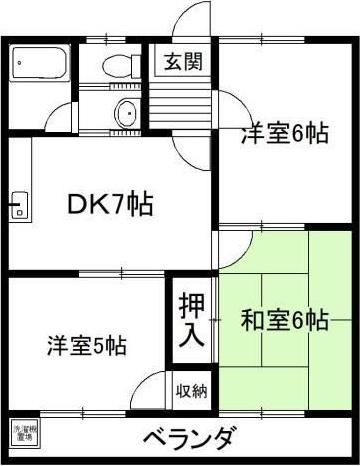 コーポ高柳(3DK/1階)の間取り写真