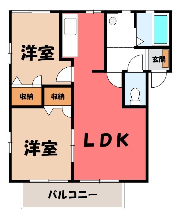 グリーンコートA(2LDK/2階)の間取り写真