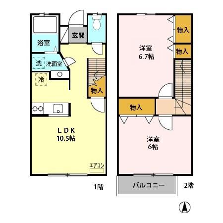 メゾネット南雲A(2LDK/1階)の間取り写真