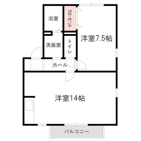 リヴェール岐南(1LDK/2階)の間取り写真