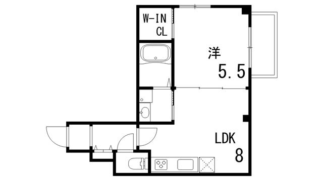 ブラントゥール芦屋(1LDK/2階)の間取り写真