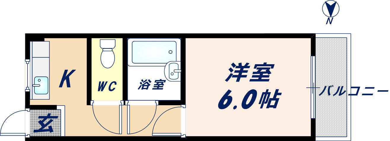 ラフォーレ新石切西棟(1K/2階)の間取り写真