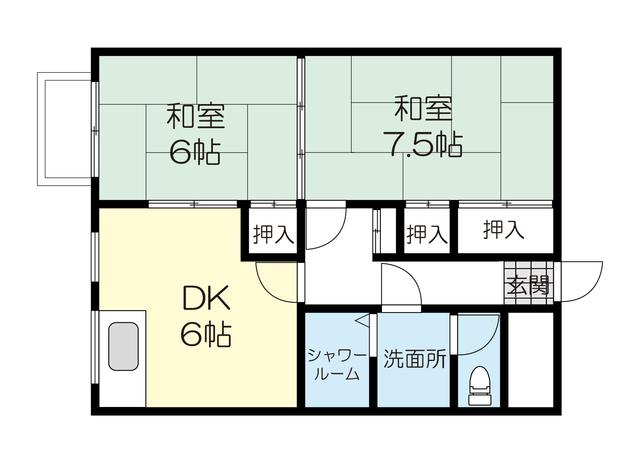 第三旭コーポラス 902(2DK/9階)の間取り写真