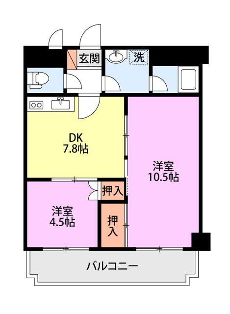 ロイヤルプラザ長岡(2DK/5階)の間取り写真