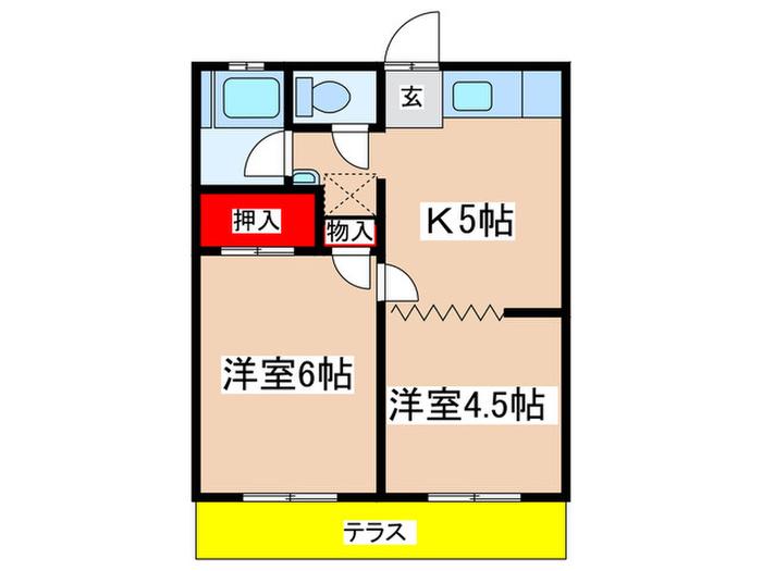 サンマリンコーポ(2K/1階)の間取り写真