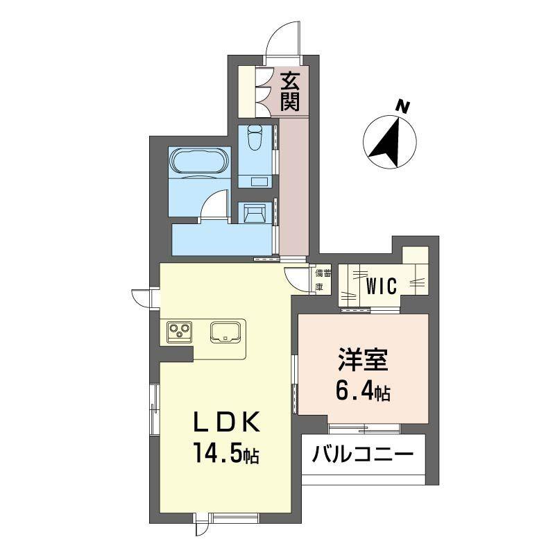 カーサ ワイエス(1LDK/2階)の間取り写真
