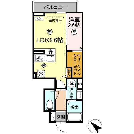 アンビシャス山口中央(1LDK/1階)の間取り写真
