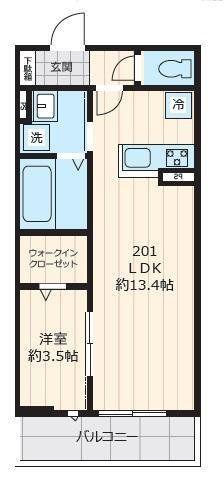 グリシーヌ(1LDK/2階)の間取り写真