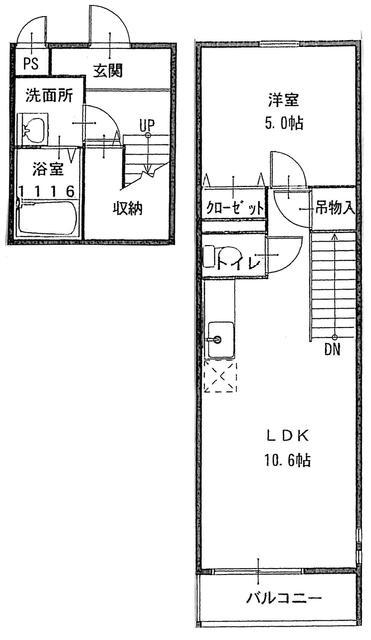フジパレスルミナス(1LDK/2階)の間取り写真