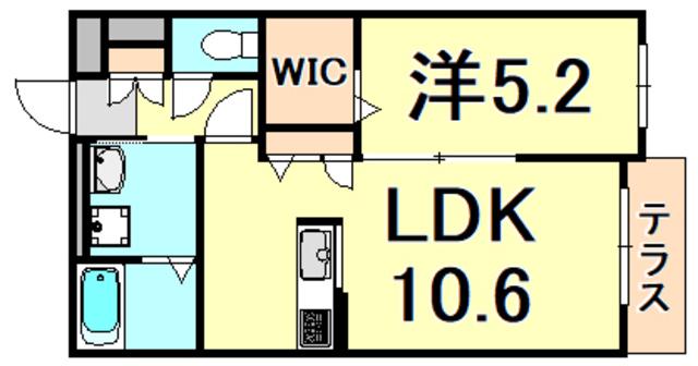 エクセラン甲子園一番町(1LDK/1階)の間取り写真
