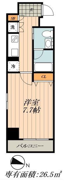 XEBEC人形町EXZ(1K/1階)の間取り写真