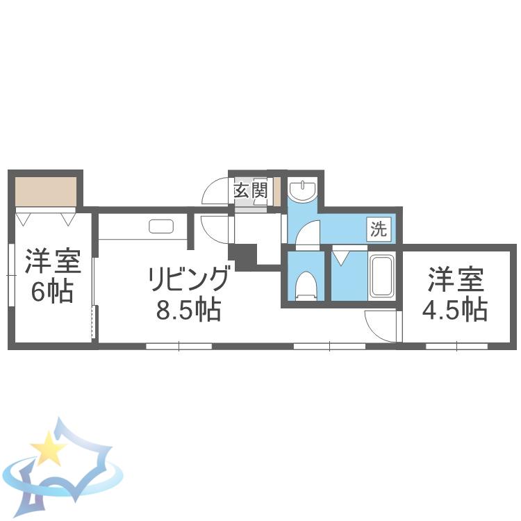 ミッキーハウス(2LDK/2階)の間取り写真