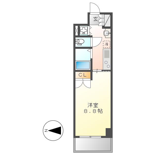 HF久屋大通レジデンス(1K/6階)の間取り写真