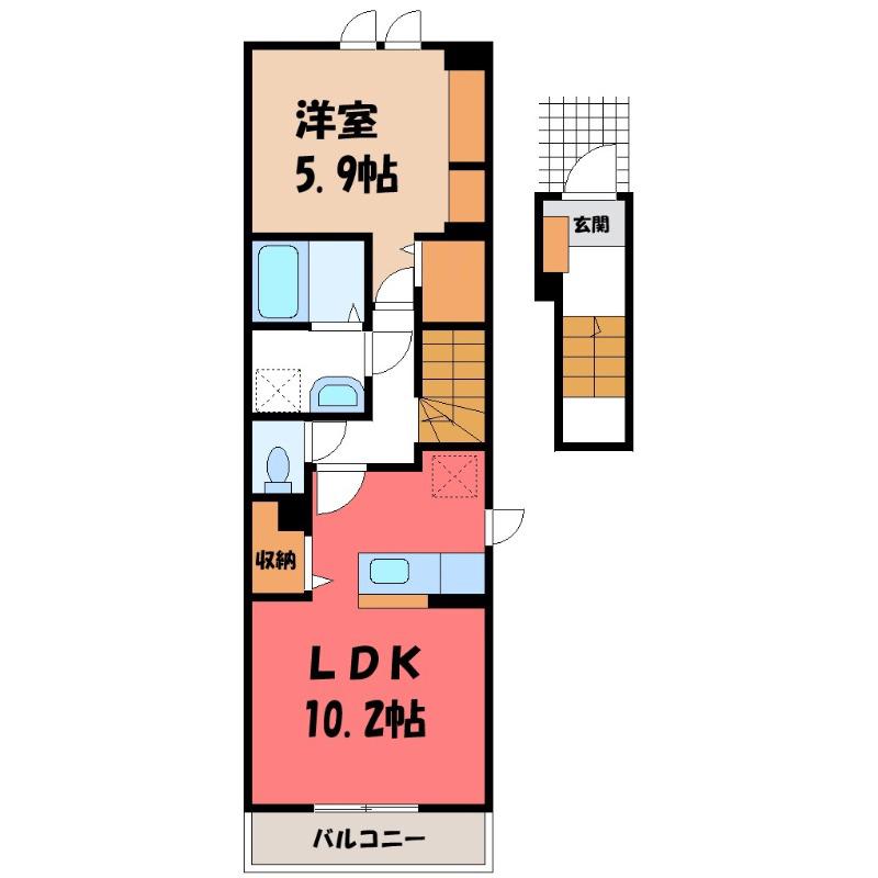 ブリーゼ II(1LDK/2階)の間取り写真
