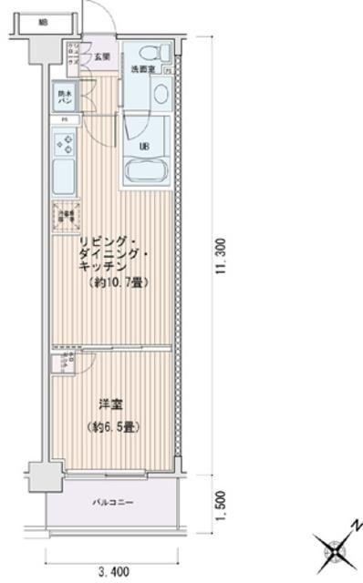 エスティメゾン豊洲レジデンス(1LDK/8階)の間取り写真