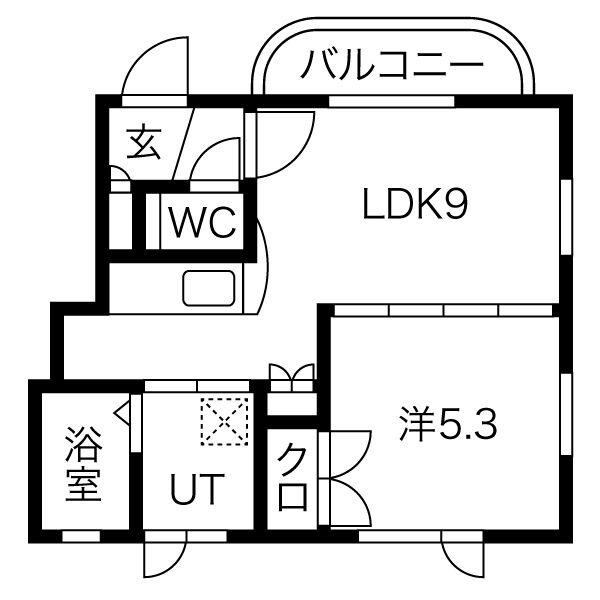 プリンス303(1DK/3階)の間取り写真