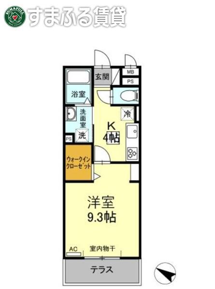 パストラーレ富士松(1K/1階)の間取り写真