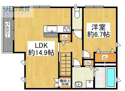 テラス・ドゥ・グリュII棟(1LDK/2階)の間取り写真