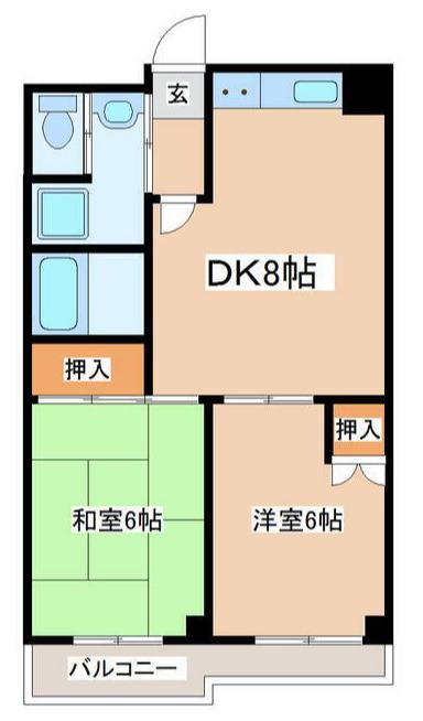 フォルジュ山田(2DK/7階)の間取り写真