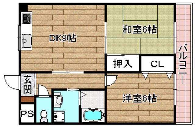 ブリーザ秋月(2LDK/1階)の間取り写真