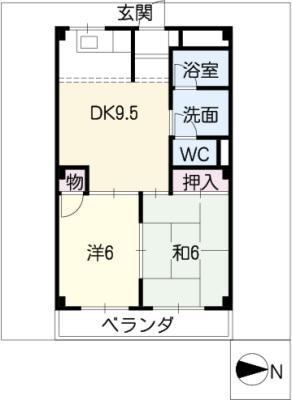 グランコール中野(2DK/2階)の間取り写真