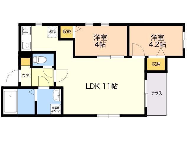リテラⅤ(2LDK/1階)の間取り写真