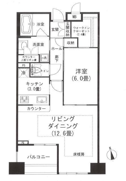 ベラカーサ秋葉原(1LDK/6階)の間取り写真