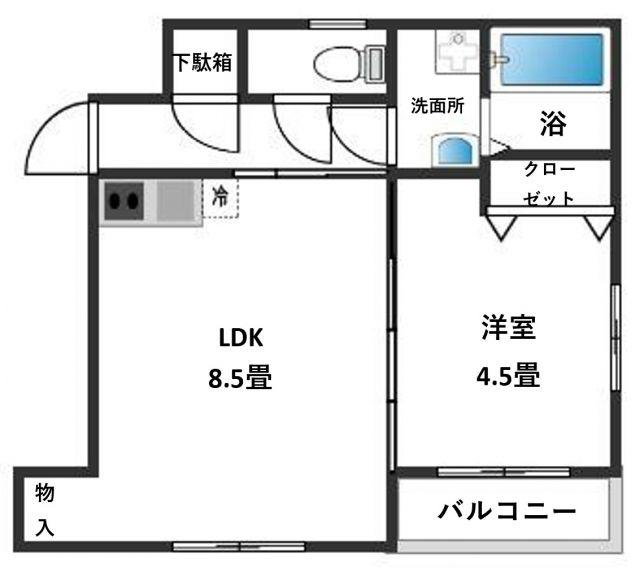YAMANOUCHII(1LDK/3階)の間取り写真