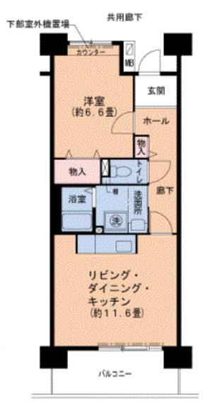ルネシティ脇浜町4号棟(1LDK/4階)の間取り写真