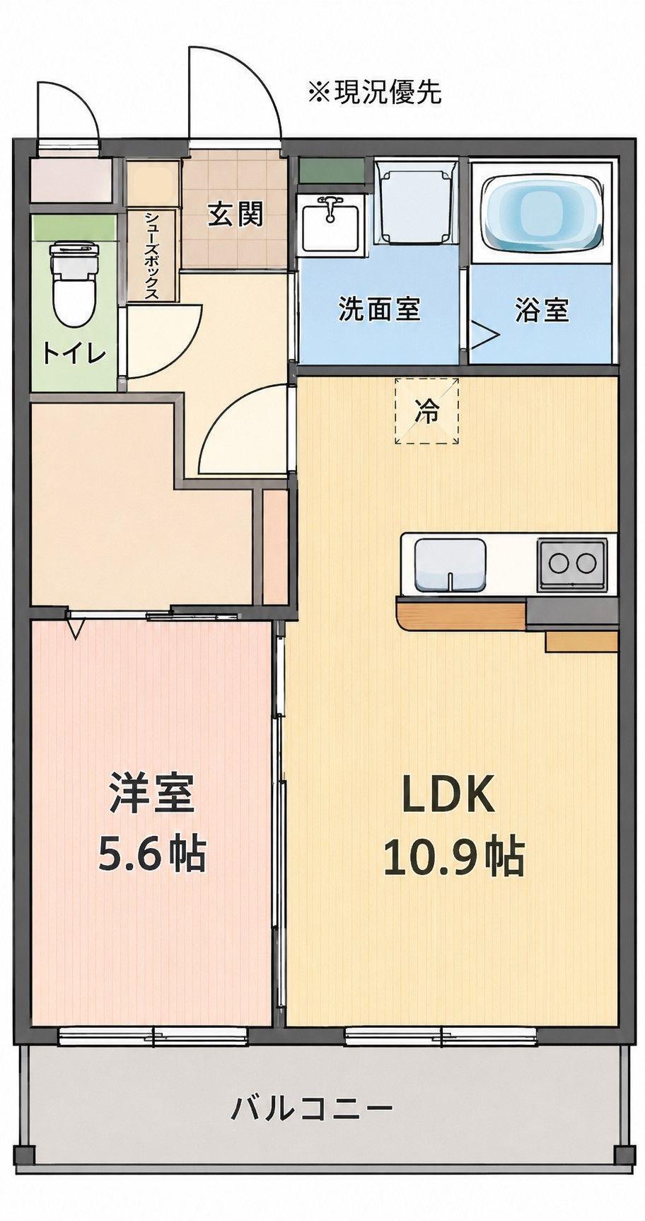 SALT明野西(1LDK/2階)の間取り写真