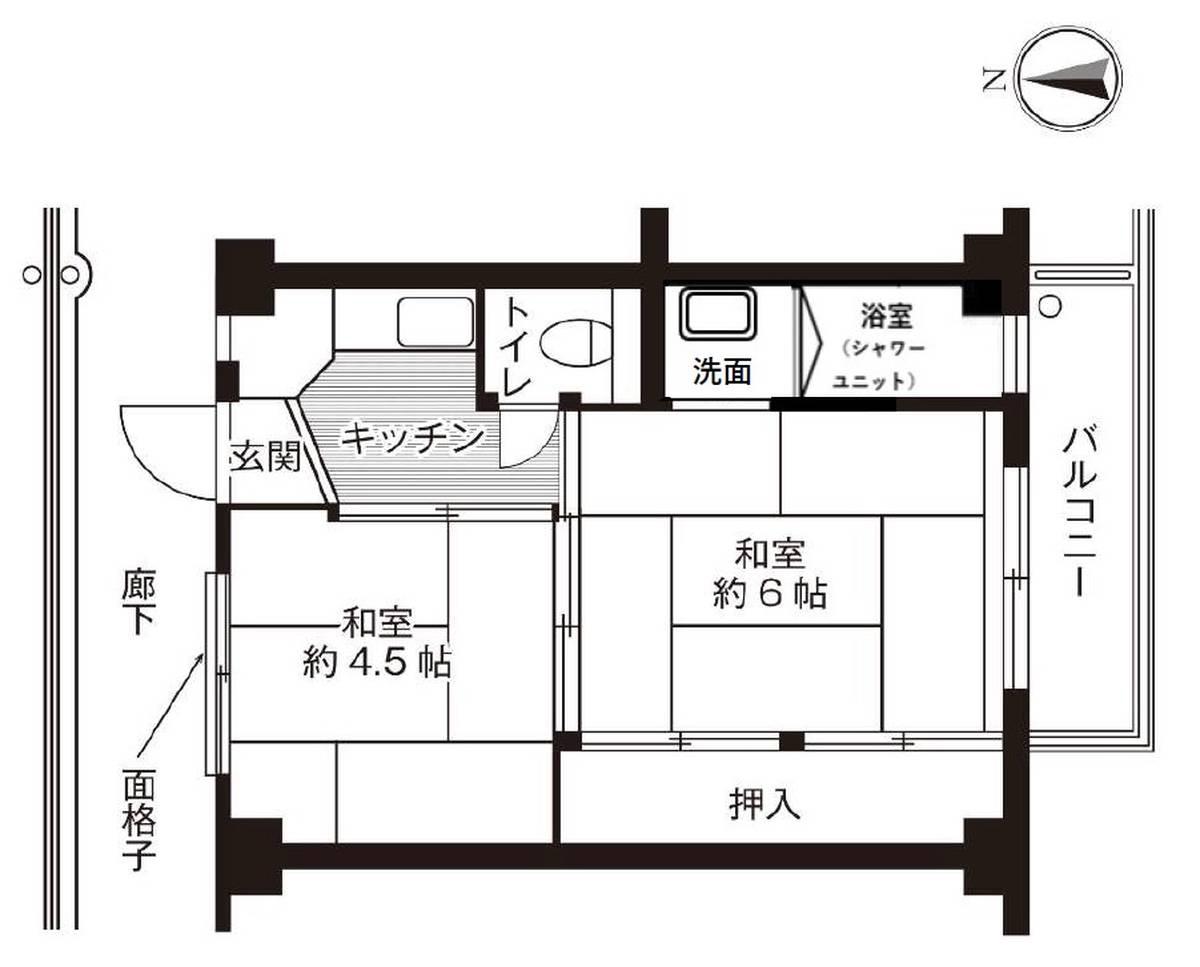 ビレッジハウス藤田(2K/1階)の間取り写真