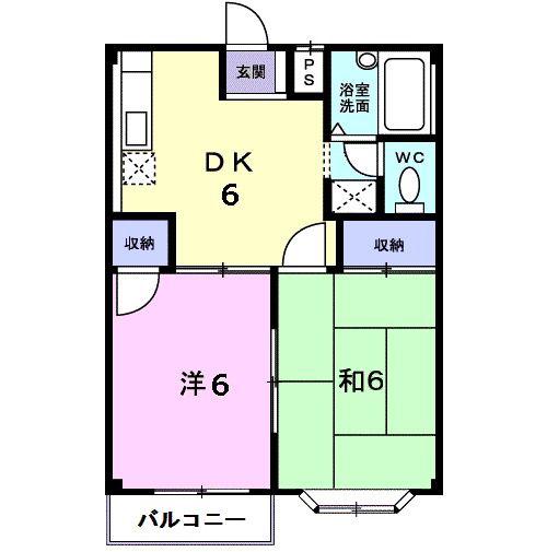 エルディムT.K赤石(2DK/2階)の間取り写真