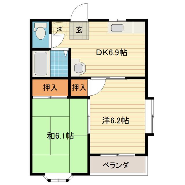 ラ・メール新庄(2DK/2階)の間取り写真