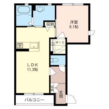 ヒルズガーデンA(1LDK/1階)の間取り写真