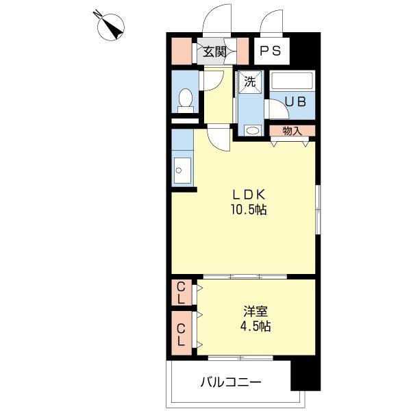 ダイアリー二日市駅前(1LDK/3階)の間取り写真