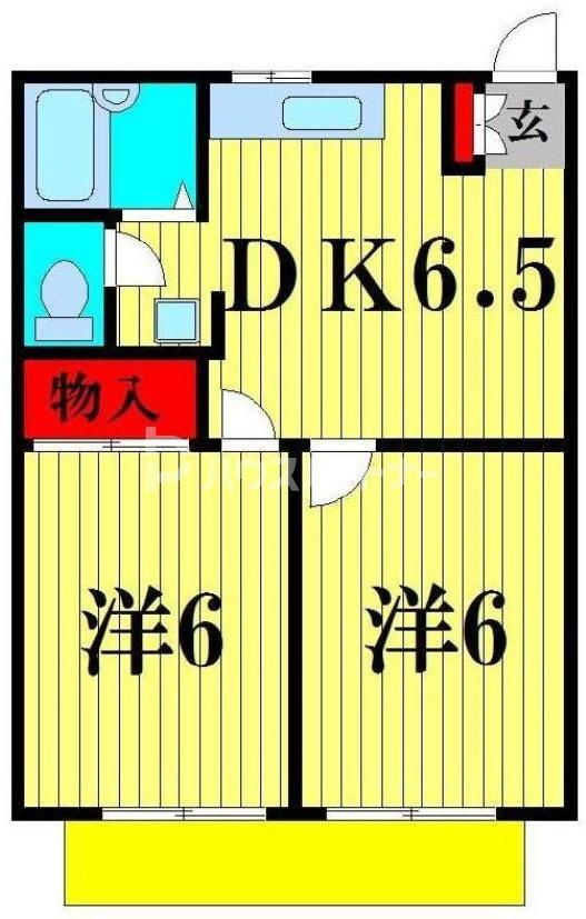 プランドールB棟(2DK/1階)の間取り写真