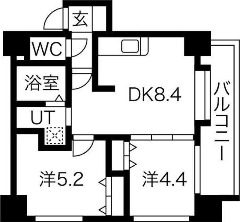 クラッセ琴似ステーション(2LDK/6階)の間取り写真