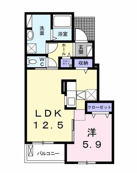 エレガンツァ フィオーレ(1LDK/1階)の間取り写真