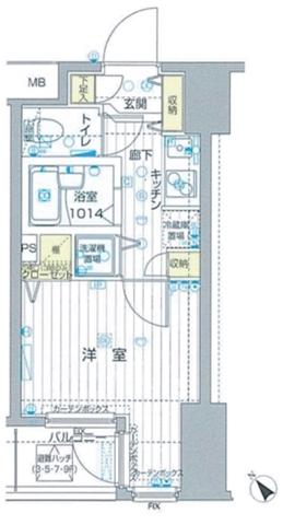 フォレシティ六本木(1K/8階)の間取り写真