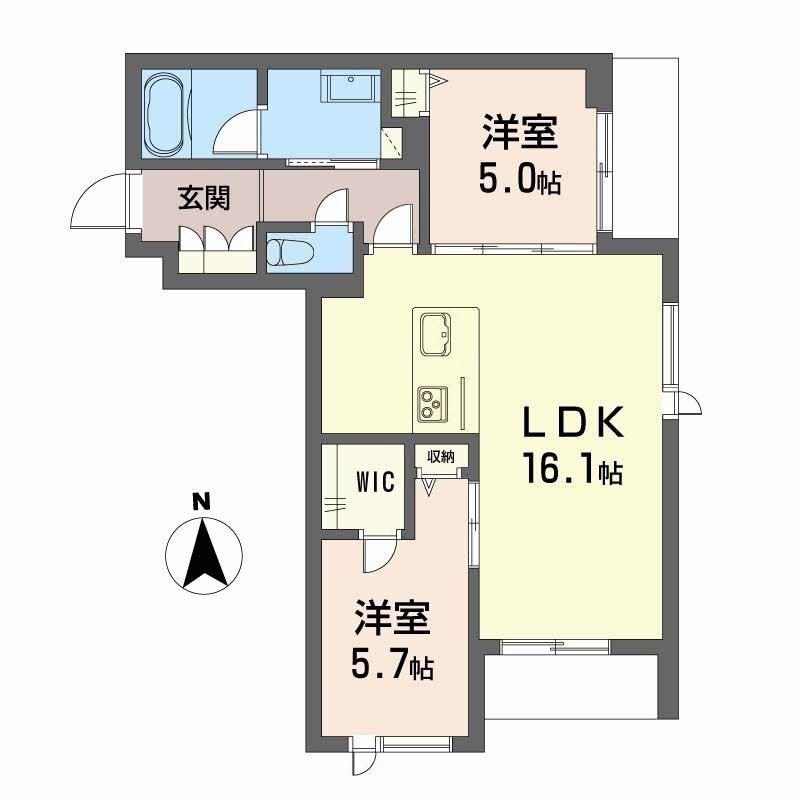 シャーメゾンミュゼ(2LDK/1階)の間取り写真