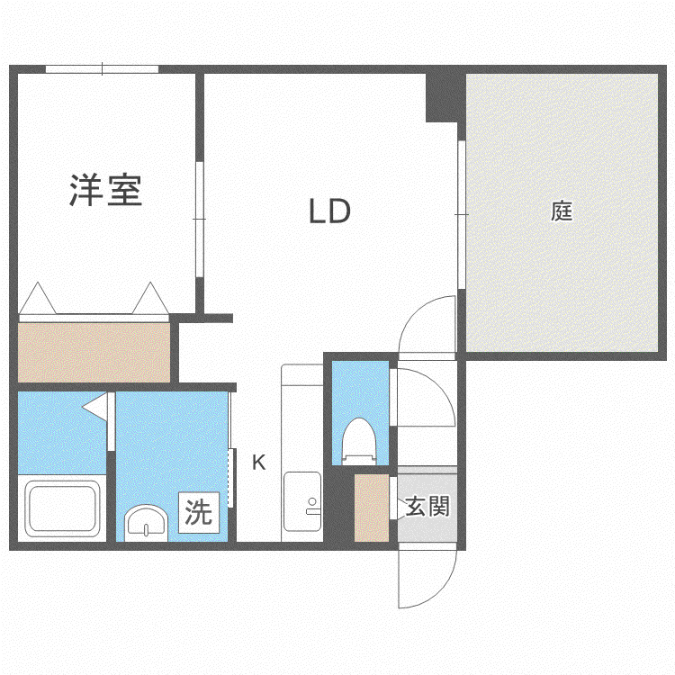 CARRERA環状通東(1LDK/1階)の間取り写真